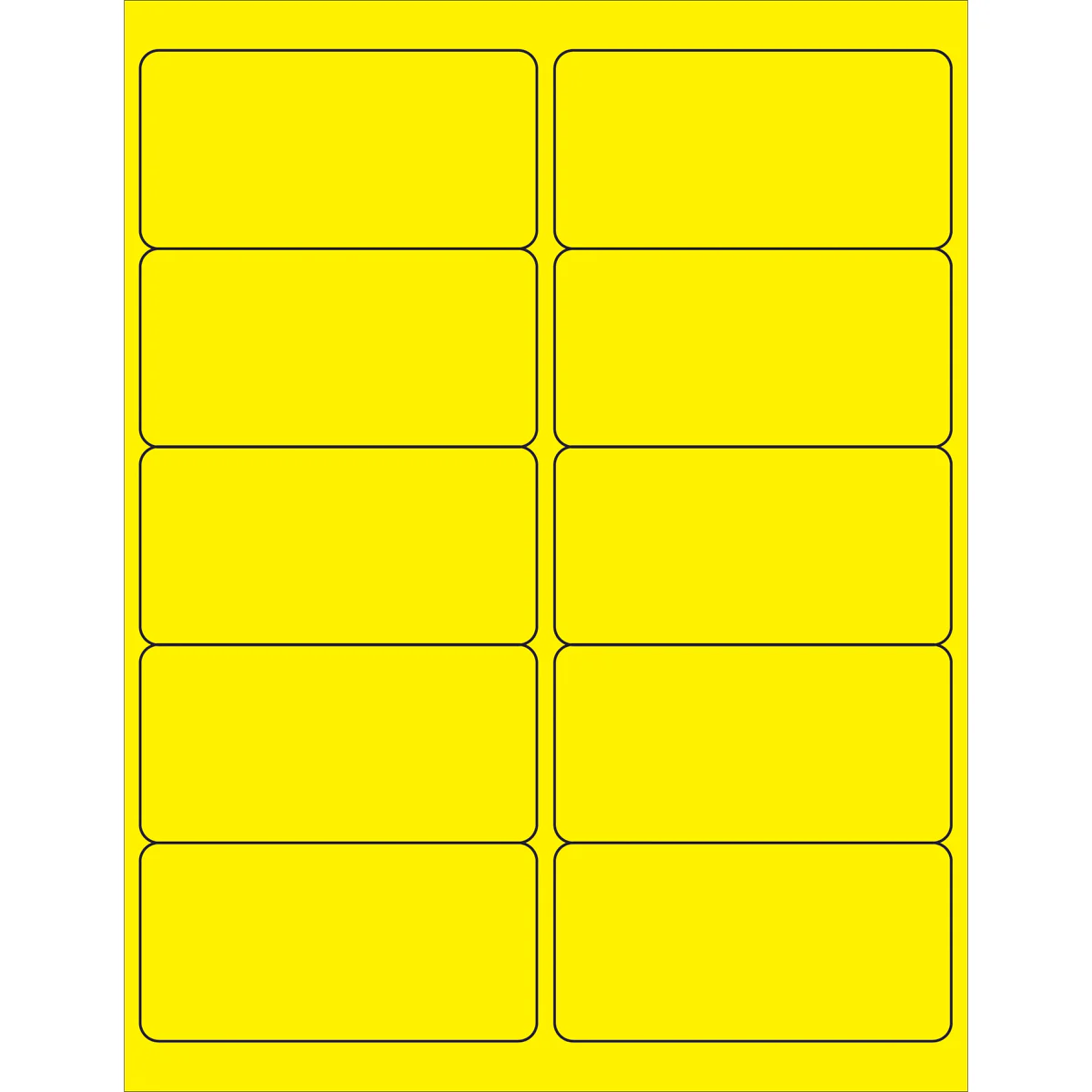 4 x 2" Fluorescent Yellow Rectangle Laser Labels 1000/Case