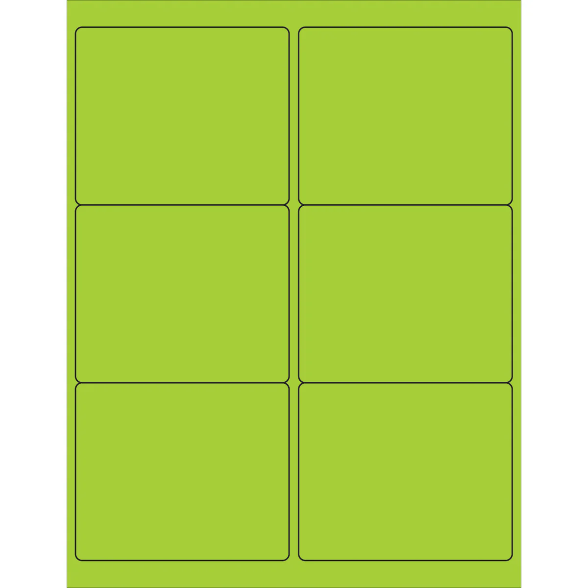 4 x 3 1/3" Fluorescent Green Rectangle Laser Labels 600/Case