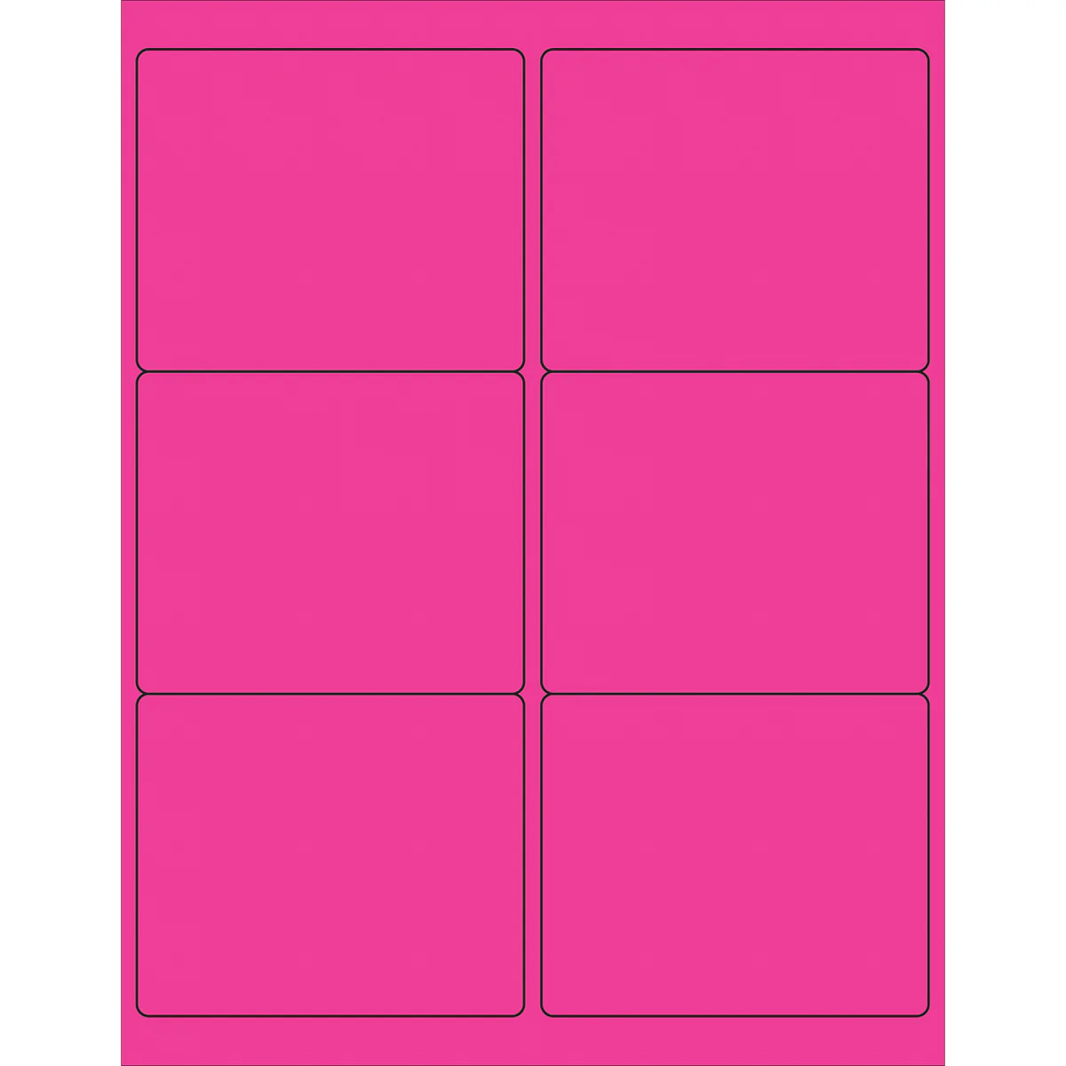 4 x 3 1/3" Fluorescent Pink Rectangle Laser Labels 600/Case