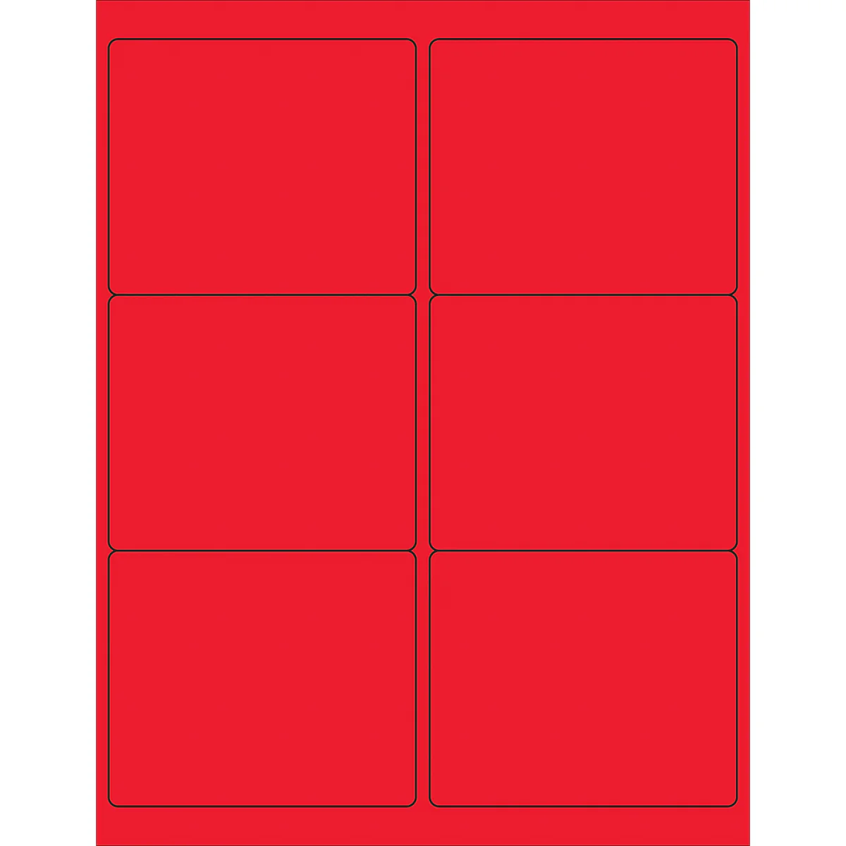 4 x 3 1/3" Fluorescent Red Rectangle Laser Labels 600/Case
