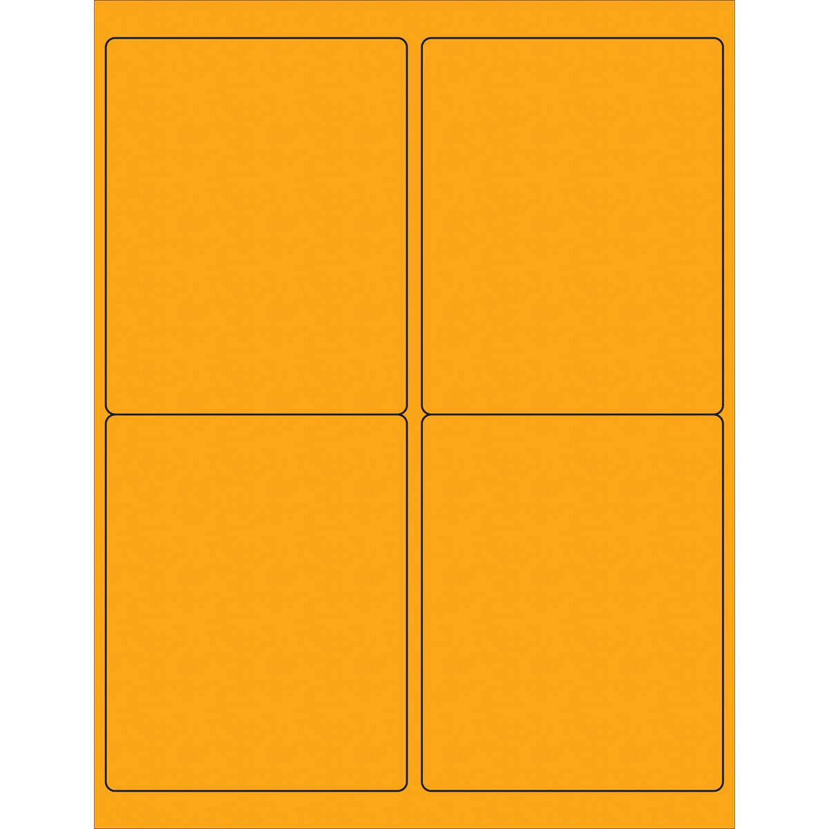 4" x 5" Fluorescent Orange Rectangle Laser Labels 400/Case