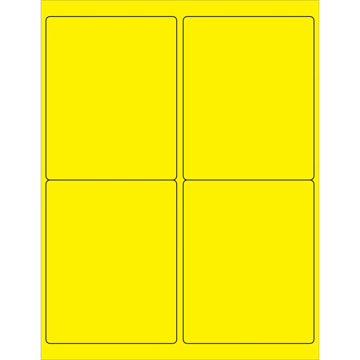 4 x 5" Fluorescent Yellow Rectangle Laser Labels 400/Case