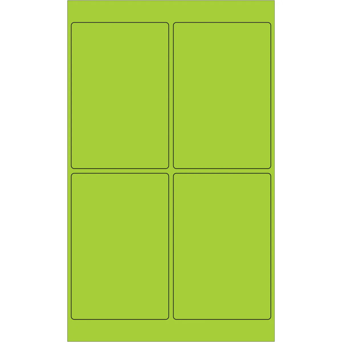 4 x 6" Fluorescent Green Rectangle Laser Labels 400/Case