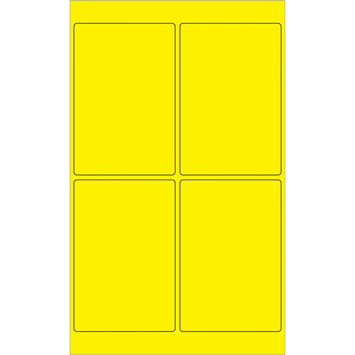 4 x 6" Fluorescent Yellow Rectangle Laser Labels 400/Case