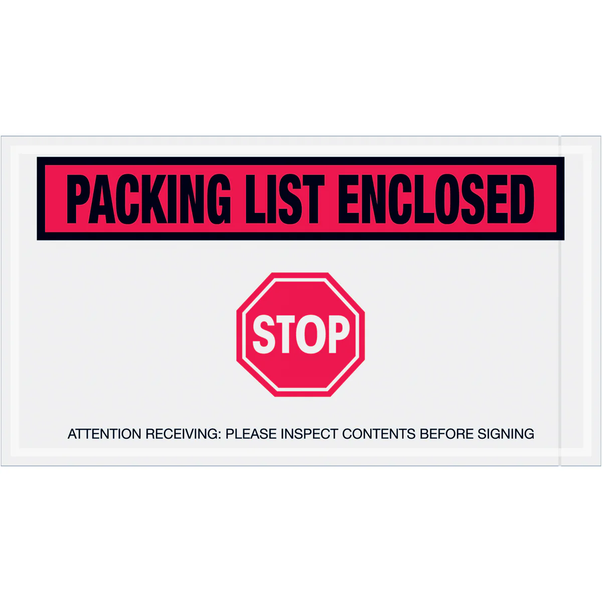 5 1/2 x 10 Red Packing List Enclosed - Stop Envelopes 1000/Case