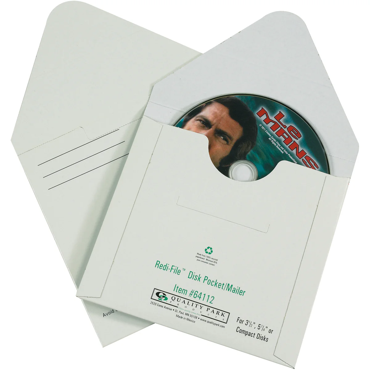5 1/8 x 5 White Fibreboard CD Mailers 100/Case