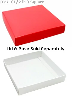 5-3/4 x 5-3/4 x 1-1/8 Red 8 oz. (1/2 lb.) Square Candy Box LID 250/Case - Image 2
