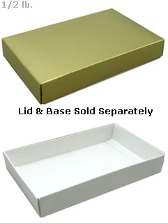 7-1/8 x 4-1/2 x 1-1/8 Gold 1/2 lb. Rectangular Candy Box LID 250/Case - Image 2