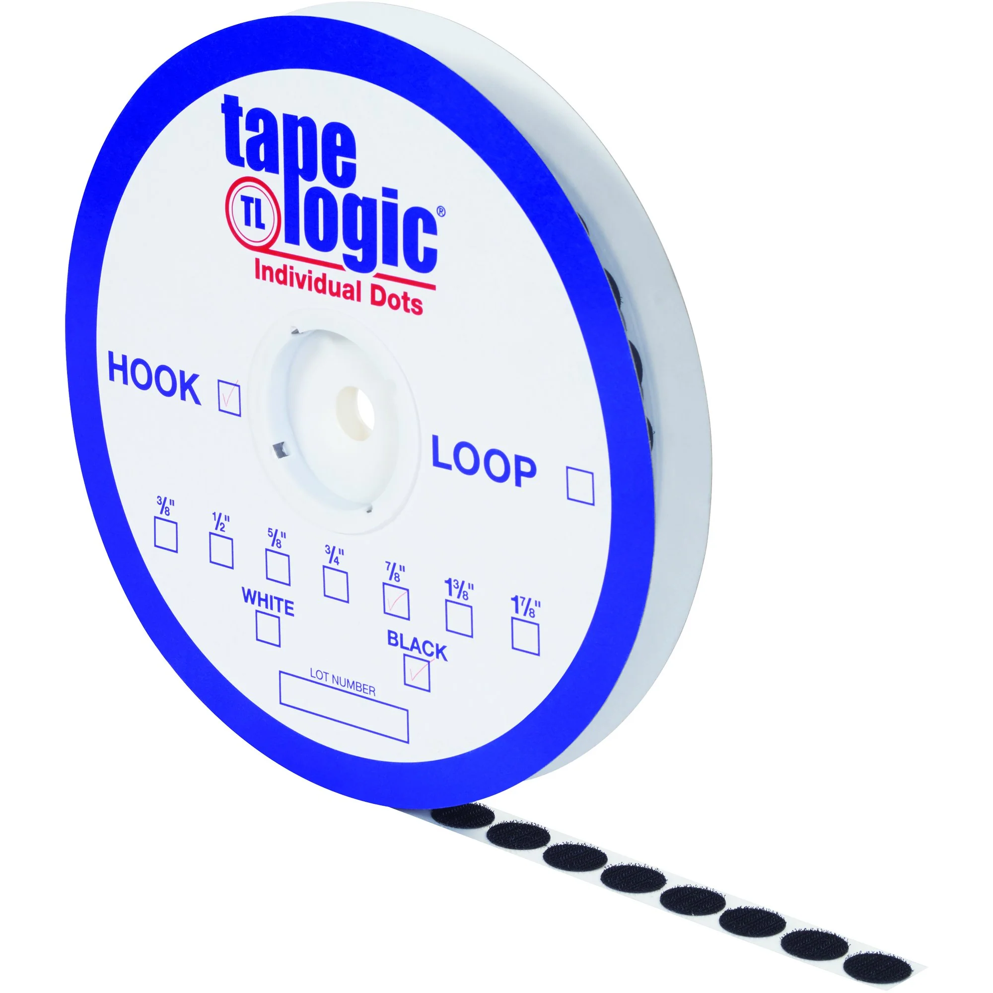 7/8" Black Hook Individual Tape Dots 900/Case