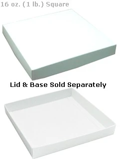 7-9/16 x 7-9/16 x 1-1/8 White 16 oz. (1 lb.) Square Candy Box BASE 250/Case - Image 2