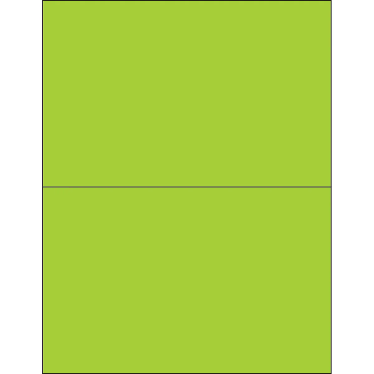 8 1/2 x 5 1/2" Fluorescent Green Rectangle Laser Labels 200/Case