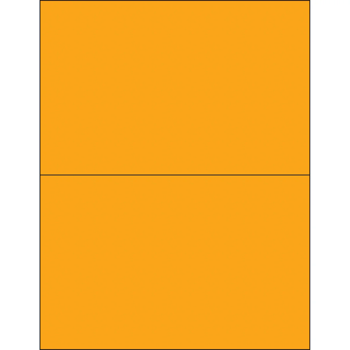 8 1/2 x 5 1/2" Fluorescent Orange Rectangle Laser Labels 200/Case
