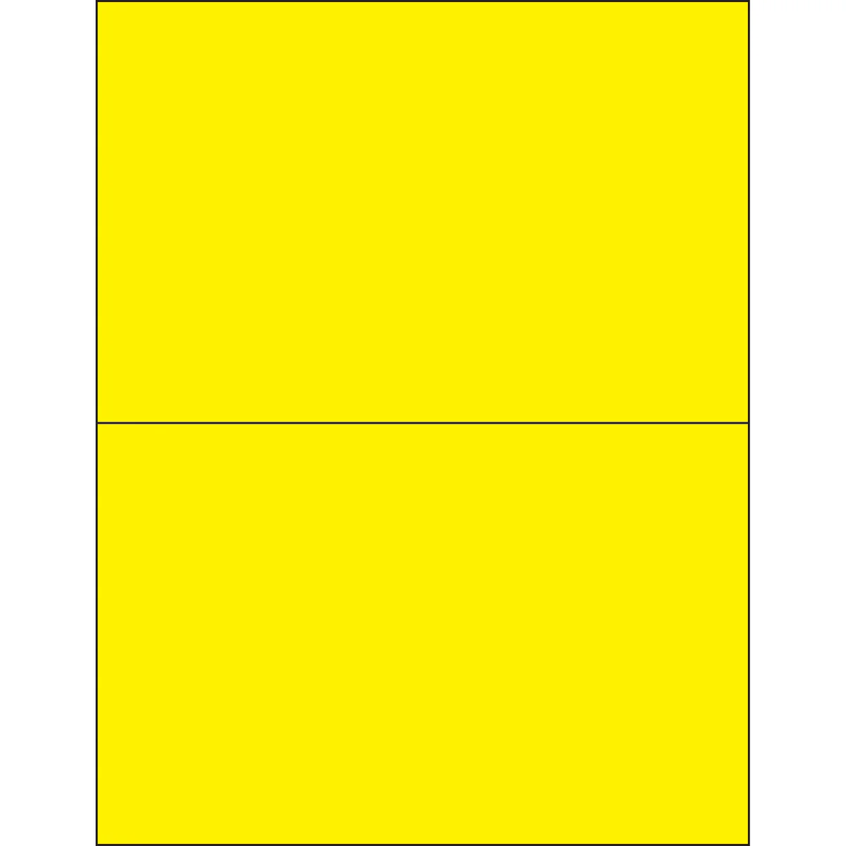 8 1/2 x 5 1/2" Fluorescent Yellow Removable Rectangle Laser Labels 200/Case