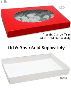 9-3/8 x 6 x 1-1/8 White 1 lb. Rectangular Candy Box BASE 250/Case - Image 2