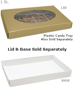 9-5/8 x 6-1/8 x 1-1/8 Gold 1 lb. Oval Window Candy Box LID - W/ Window 250/Case - Image 2