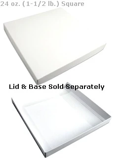 9-7/8 x 9-7/8 x 1-1/8 White 24 oz. (1-1/2 lb.) Square Candy Box BASE 250/Case - Image 2
